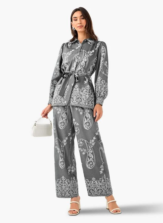 Splash FAV Belted Top with Floral Print