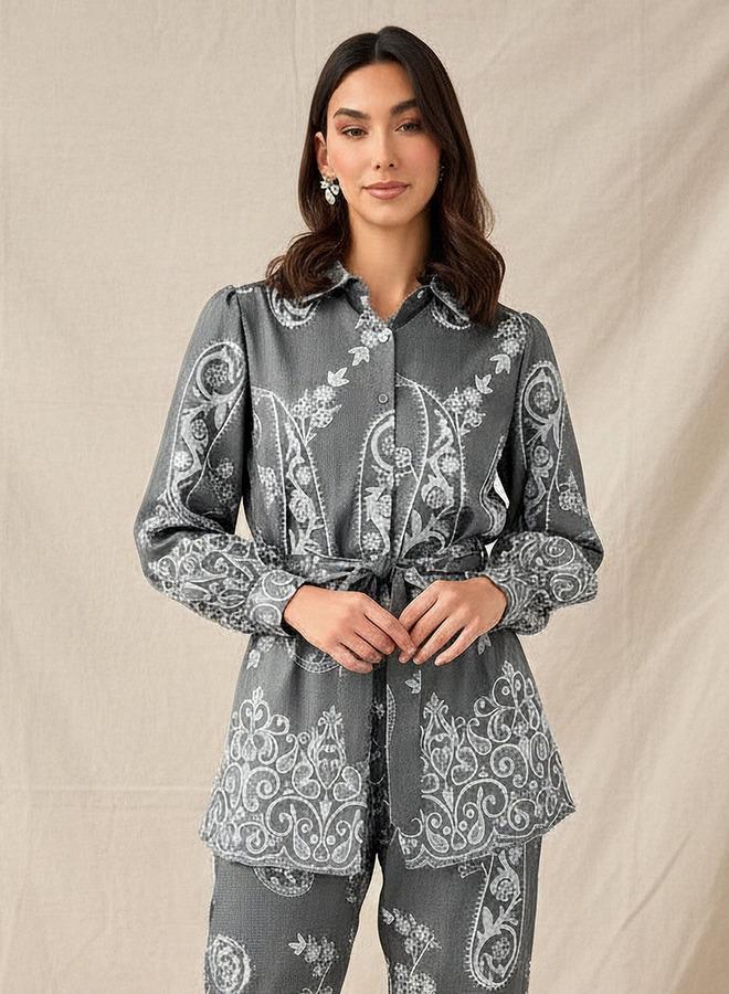Splash FAV Belted Top with Floral Print - Image 1