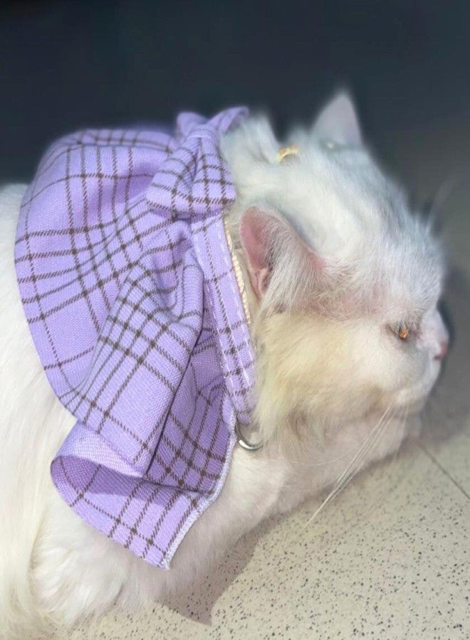 Lulala Stylish Purple Plaid Cat Bow Tie Collar – Adjustable Comfortable Pet Accessory for Cats and Kittens – Trendy and Soft Plaid Design for Fashionable Pet Clothing (Small) - Image 4