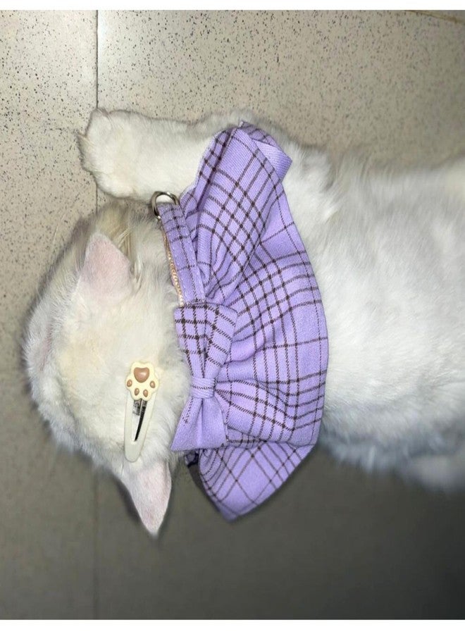 Lulala Stylish Purple Plaid Cat Bow Tie Collar – Adjustable Comfortable Pet Accessory for Cats and Kittens – Trendy and Soft Plaid Design for Fashionable Pet Clothing (Small) - Image 5