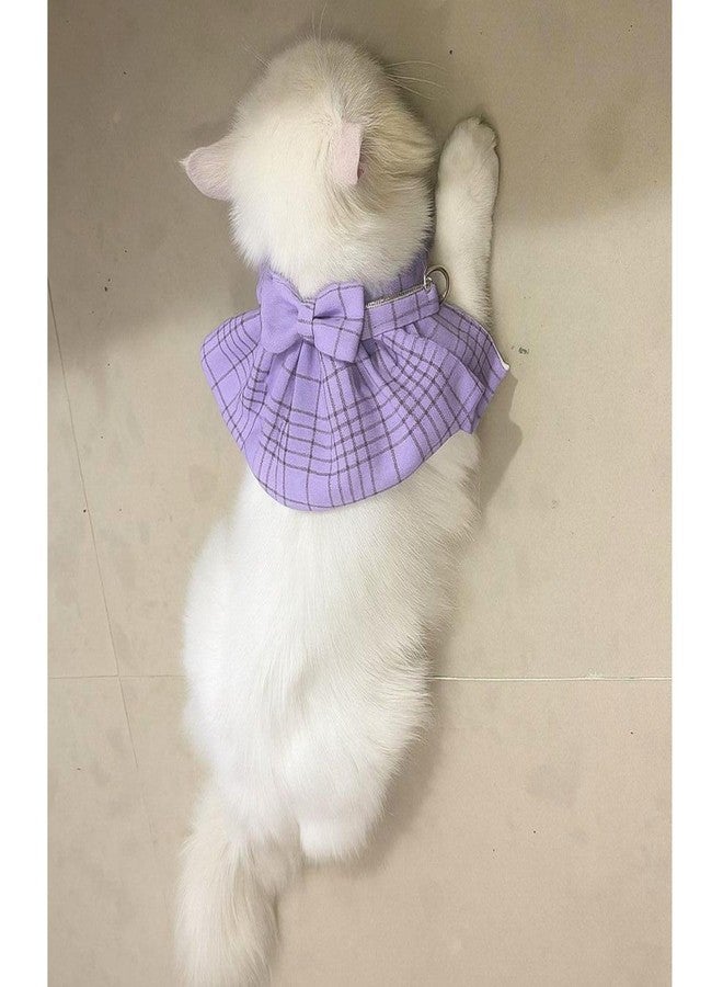 Lulala Stylish Purple Plaid Cat Bow Tie Collar – Adjustable Comfortable Pet Accessory for Cats and Kittens – Trendy and Soft Plaid Design for Fashionable Pet Clothing (Small) - Image 1