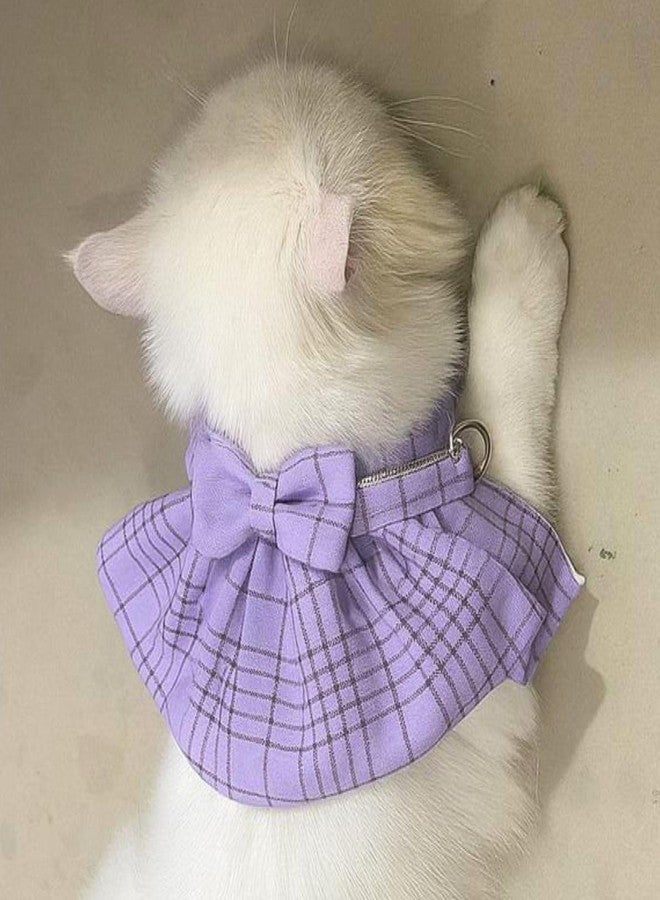 Lulala Stylish Purple Plaid Cat Bow Tie Collar – Adjustable Comfortable Pet Accessory for Cats and Kittens – Trendy and Soft Plaid Design for Fashionable Pet Clothing (Small) - Image 2