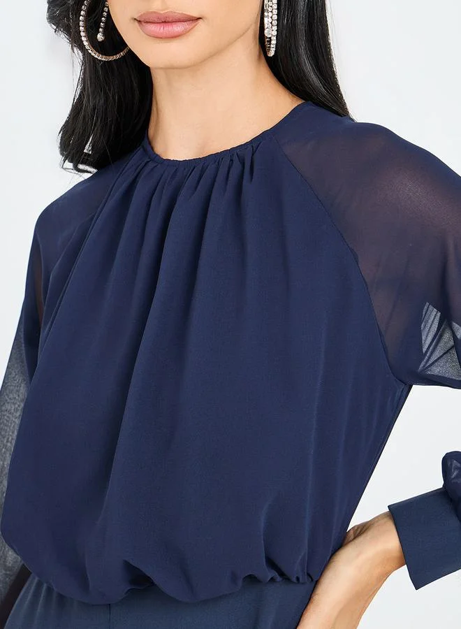 Styli Wide Leg Jumpsuit with Volume Sleeves