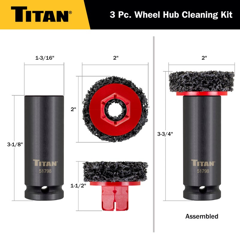 Titan 51798 Wheel Hub Cleaning Kit, Includes 1/2-Inch Drive Impact Socket & Brake Disc Cleaning Pads - Image 5