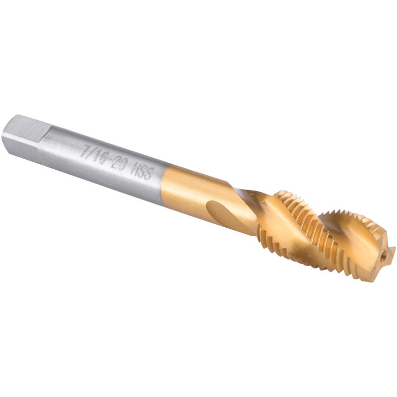 Burkit 71620 UNF Spiral Flute Tap HSS Titanium Coated Spiral Flute Plug Threading Tap 716 x 20 UNF