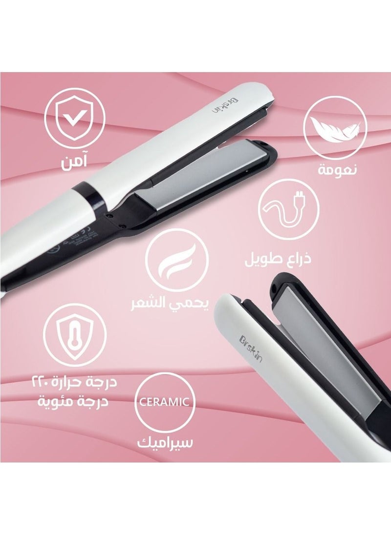 Brskin Ceramic hair straightener elegant design, White/ Black  - Image 3