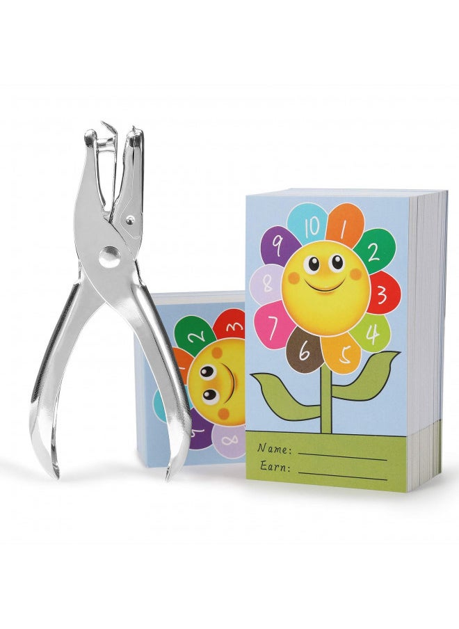 ONEDONE ONEDONE Punch Cards 200 Pack Incentive Reward Cards for Classroom Kindergarten Preschool Home 3.9" x 2.4" Sunflower Reward Punch Card for Teachers Students Kids Behavior Management  - Image 1