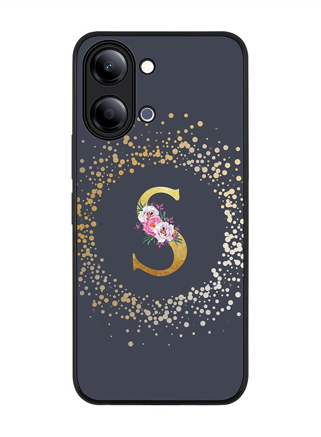 Stylizedd For vivo Y05 4G / Y6t 5G Case,Slim fit Camera Protection, Shockproof Thin Phone cover  - Custom Monogram Floral - S  (Grey ) - Image 1