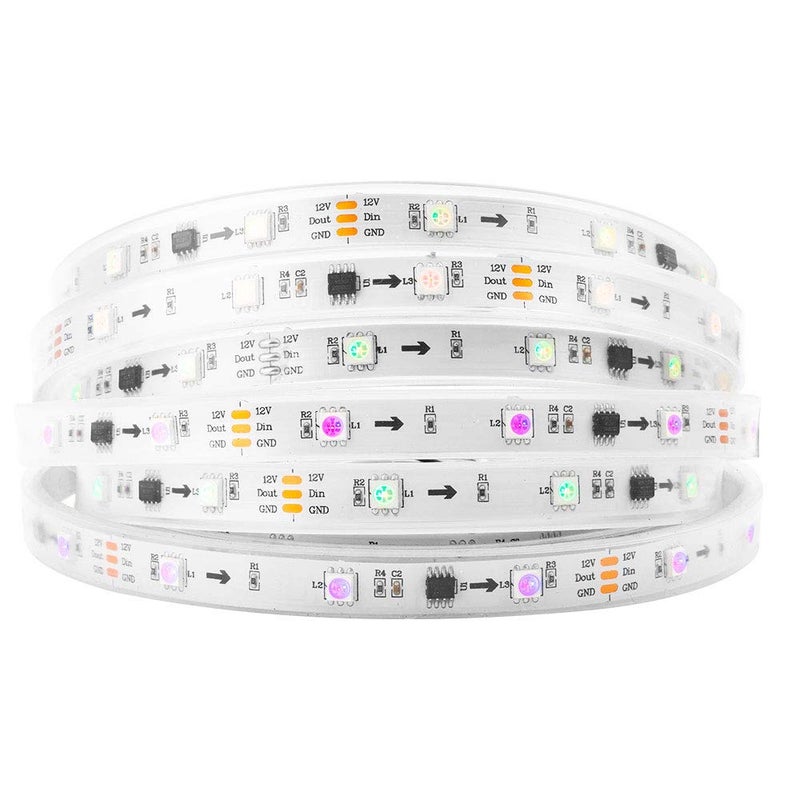 BTFLIGHTING WS2811 ICRGBIC Addressable Dream Color LED Strip 164FT 30LEDsm 10Pixelsm IP67 Waterproof White PCB Flexible DC12V Chasing Effect for Home Indoor DecorNo Adapter or Controller