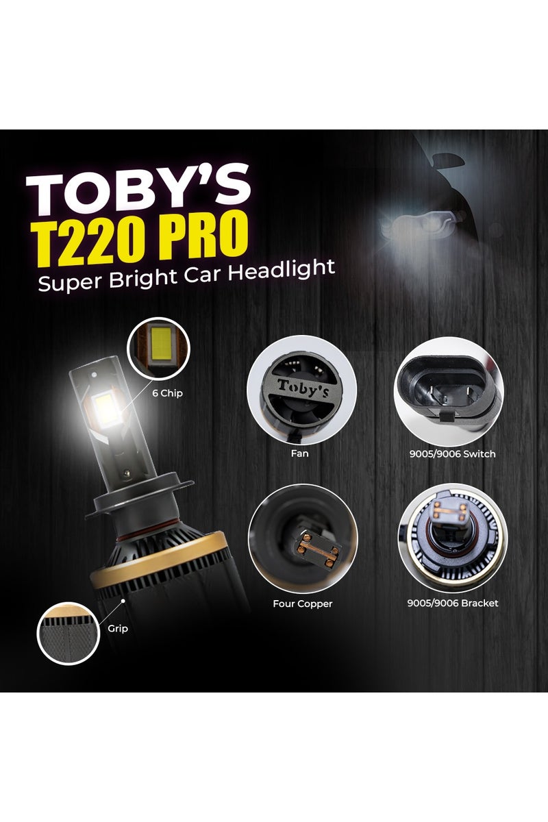 توبيز تجميعة أضواء LED الأمامية الأصلية من توبي T220 برو 9005/9006 بقدرة 440 واط/للزوج – سطوع 44000 لومن، مقاومة للماء، بلون إضاءة ساطع وحرارة لون 6500 كلفن - Image 2