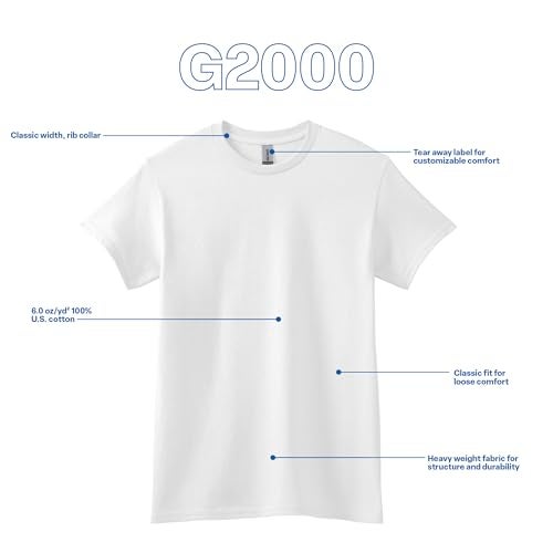 Gildan Adult Ultra Cotton T-Shirt, Style G2000, Multipack, White (3-Pack), X-Large - Image 4