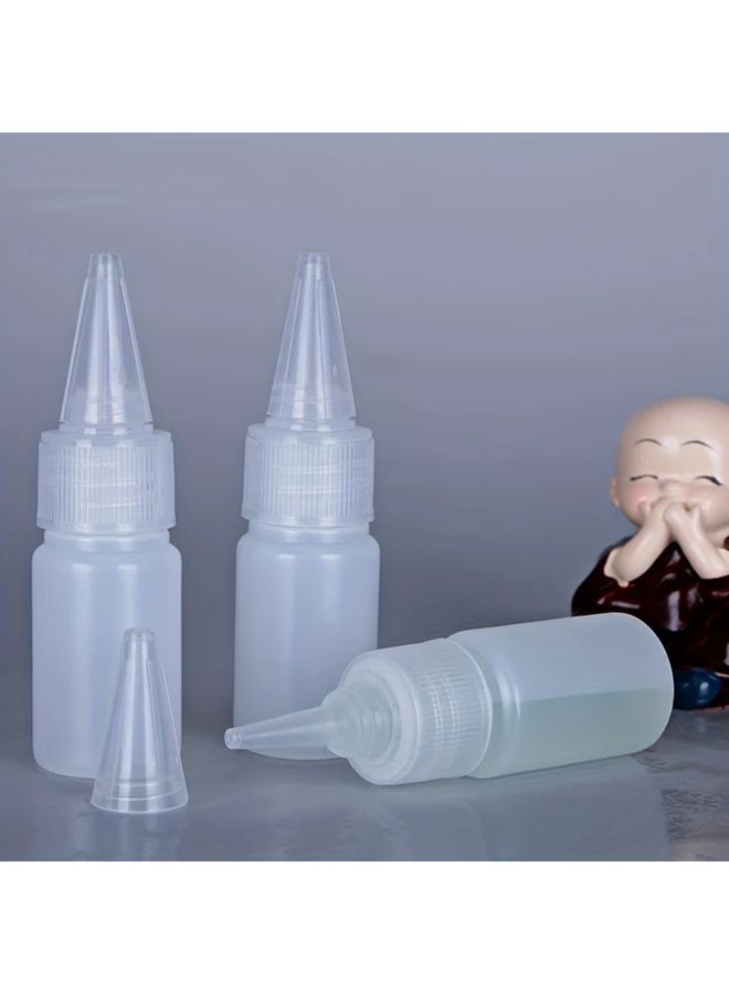 5Pcs 1.01oz Semi Transparent Pointed Nose Bottles PE Pigment Ink Extraction Dispensing Bottles With Soft Body Sealing Oval Shaped For Various Liquid Transfer Scientific Equipment Transparent Design Secure Fitting Cap - Image 4