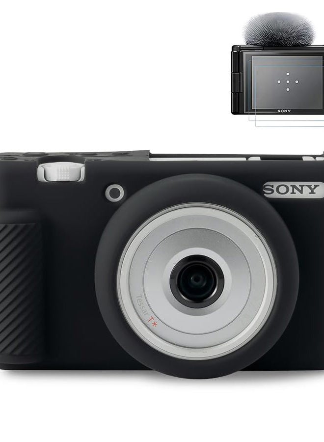 Pocoukate Case for Sony ZV-1F, ZV-1 II/ZV-1M2 Vlog Camera, ZV1F Camera Silicone Cover Skin, Anti-Scratch Slim Fit Soft Sleeve with ZV1 F Screen Protector- Black - Image 1