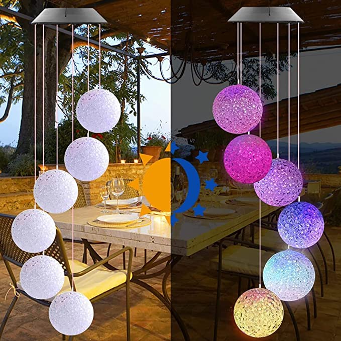 WHISKET - Solar Wind Chimes Color Changing Lights Outdoor, Best Gifts for Mom Grandma Women Wife Aunt Sister, Unique Mobile Wind Chime, Garden Yard Decor (1) - Image 5