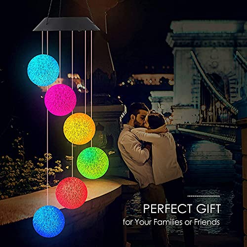 WHISKET - Solar Wind Chimes Color Changing Lights Outdoor, Best Gifts for Mom Grandma Women Wife Aunt Sister, Unique Mobile Wind Chime, Garden Yard Decor (1) - Image 4