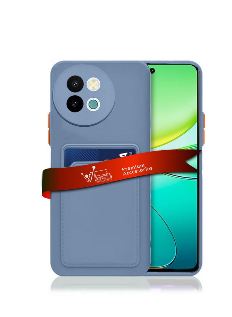 Wtech Vivo Y38 / vivo Y200t 5G 2024 Silicone TPU With Card Holder Case Cover Grey  - Image 1
