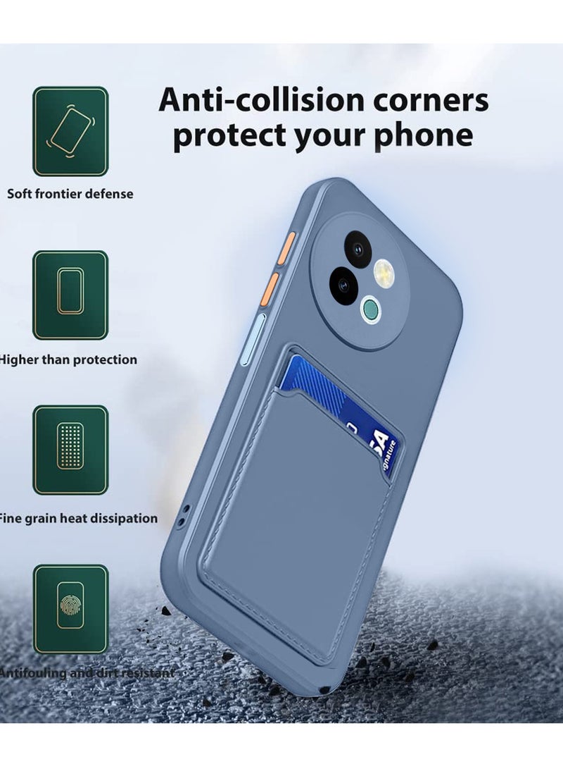 Wtech Vivo Y38 / vivo Y200t 5G 2024 Silicone TPU With Card Holder Case Cover Grey  - Image 5