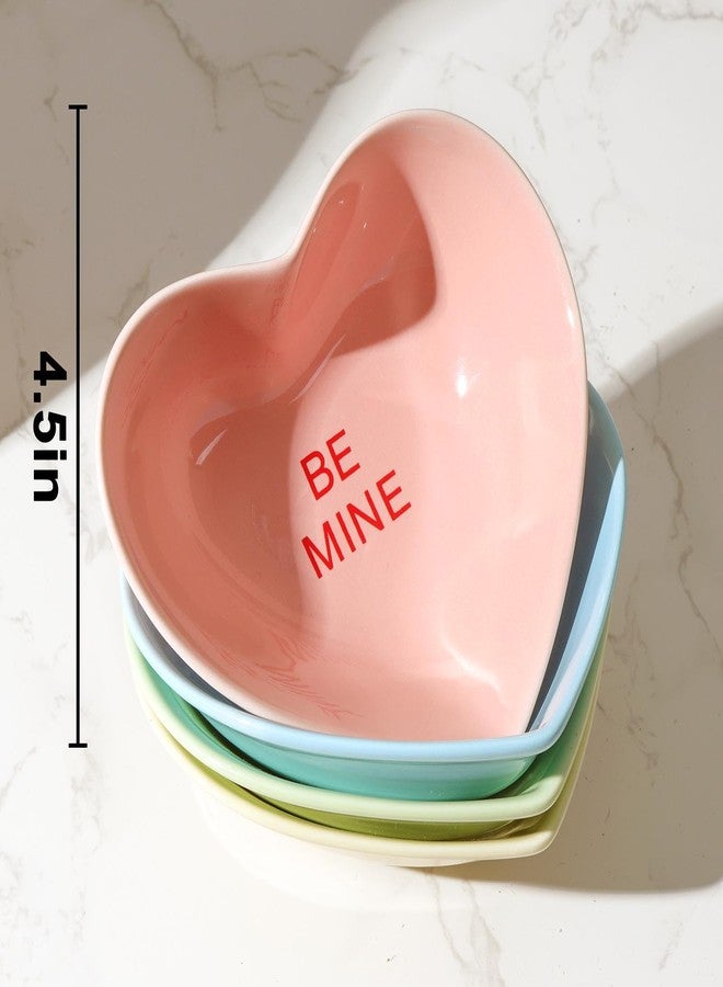 Treory Heart Bowls Valentines Day Decor: 4pcs Heart Shaped Ceramic Dessert Candy Bowl Porcelain Dish, Romantic Decorations for the Home Gifts Party Supplies - Image 3