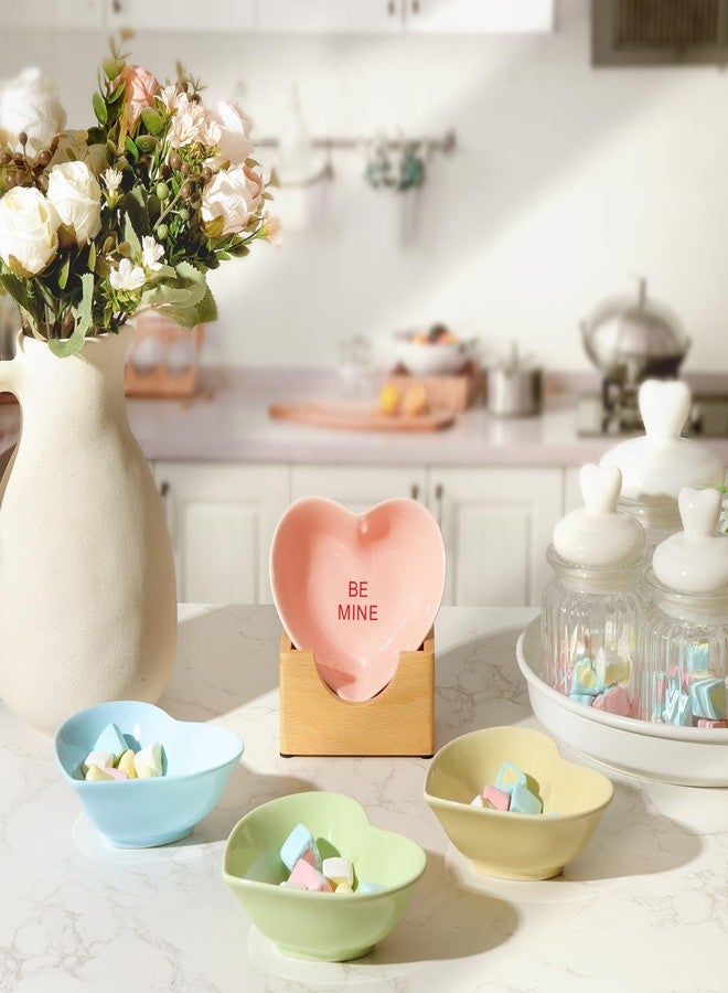 Treory Heart Bowls Valentines Day Decor: 4pcs Heart Shaped Ceramic Dessert Candy Bowl Porcelain Dish, Romantic Decorations for the Home Gifts Party Supplies - Image 5