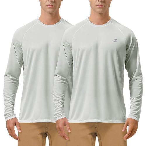 Roadbox Mens 2 Pack UV Sun Protection SPF UPF 50 Long Sleeve Quick Dry Fishing Shirts Outdoor Rash Guard for Running Hiking Swimming - Image 1