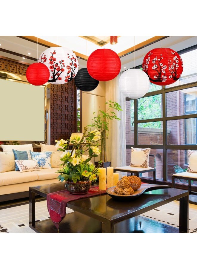 Bencailor 13 Pcs Chinese Japanese Paper Lantern Chinese New Year Lantern Decorative Hollow Out Round Plum Blossom Red White Gold CNY Party Decor for Spring Festival(Dark Color) - Image 4