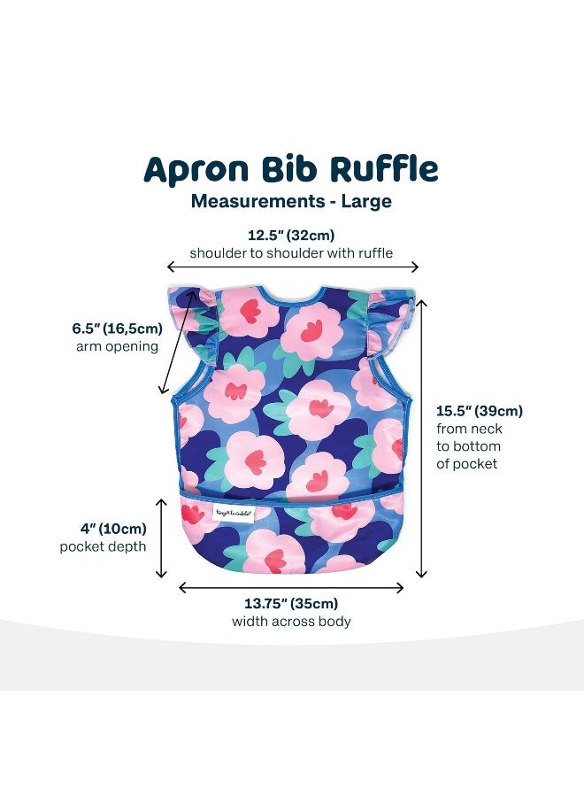Tiny Twinkle Mess Proof Baby Bib - Waterproof & Lightweight Baby-Led Weaning Apron | 100% Recycled Polyester, Easy Clean & Machine Washable (Floral Blue, Small 6-24 Months) - Image 5