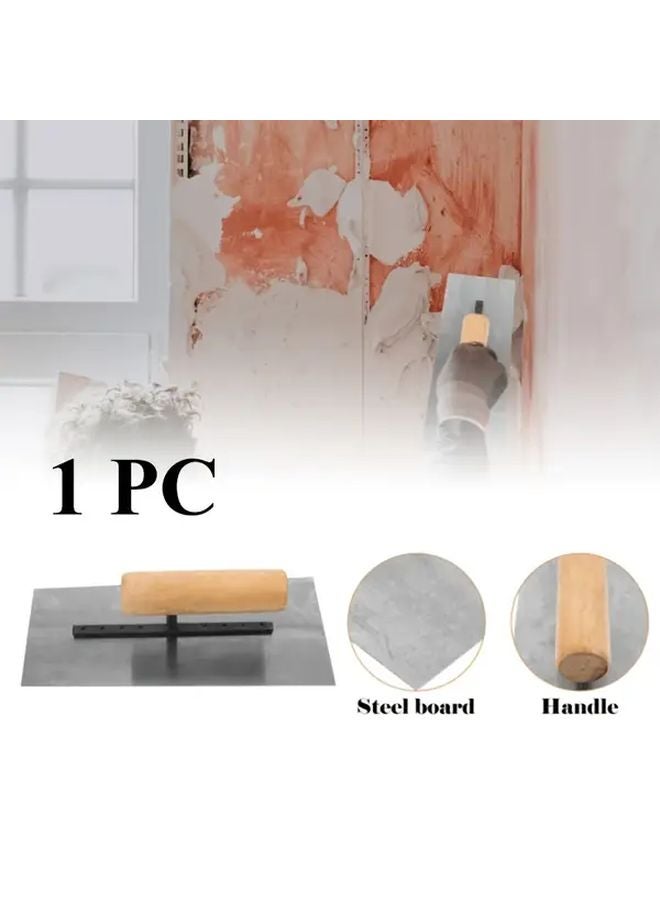 1pc Stainless Steel Trowel With Wooden Handle Manual Plastering Tool - Image 2