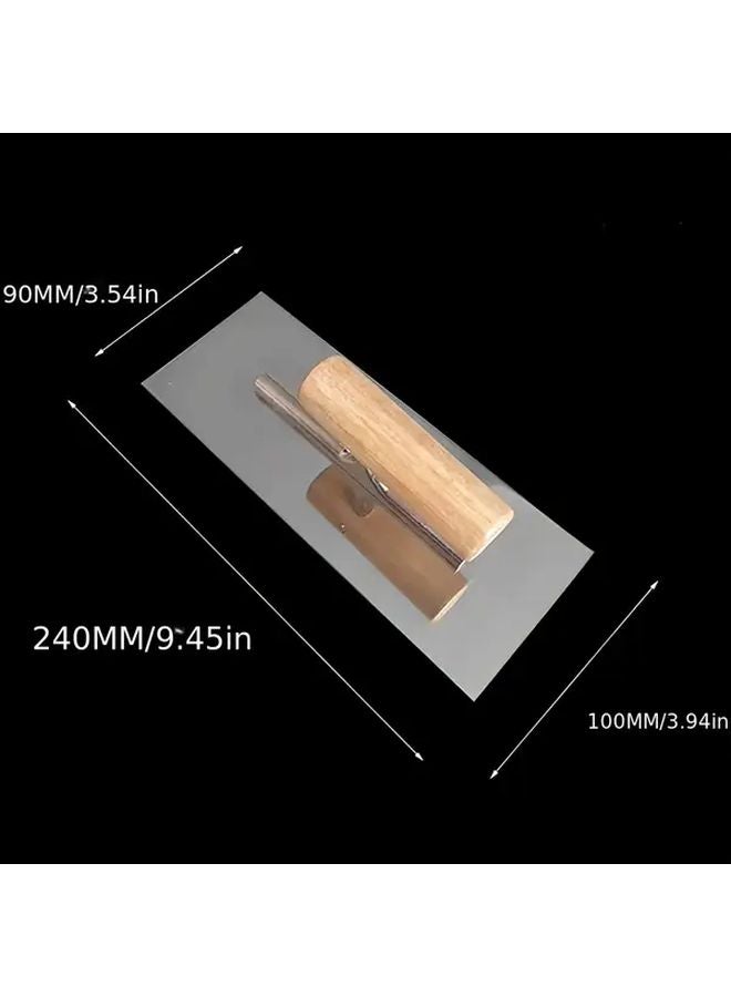 1pc Stainless Steel Trowel With Wooden Handle Manual Plastering Tool - Image 4