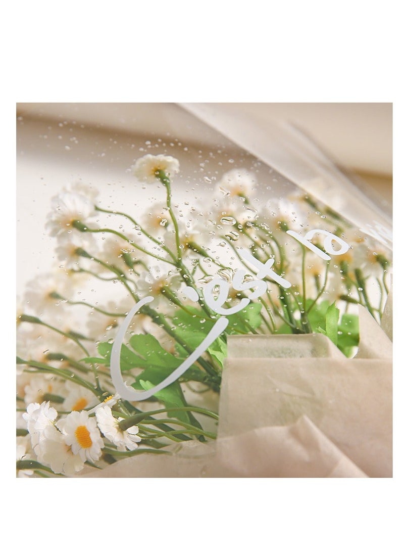 Flower Wrapping Paper, Transparent Single Floral Packaging Bag with English Sentence, Clear Wrapping Flower Bouquet Sleeves For DIY Wedding Birthday Gift - Image 5