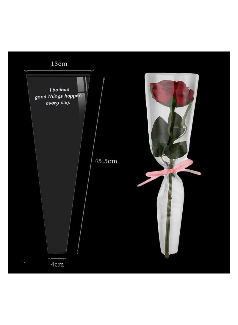 Flower Wrapping Paper, Transparent Single Floral Packaging Bag with English Sentence, Clear Wrapping Flower Bouquet Sleeves For DIY Wedding Birthday Gift - Image 2