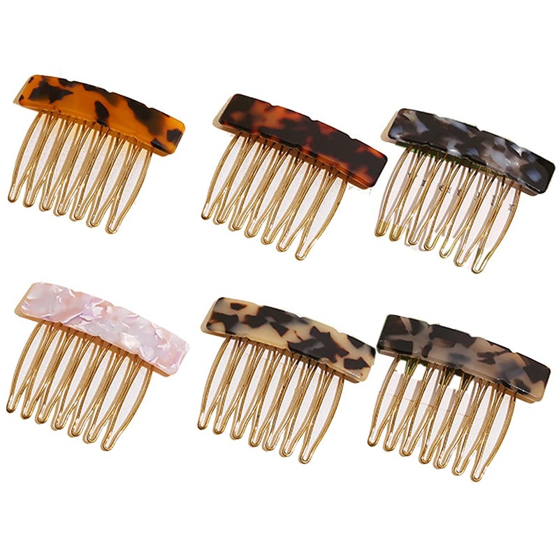 6Pcs Acetate Exquisite Hair Side Combs Small Seventooth Hair Decorative Bangs Comb Pin Headpiece Hair Jewellery Fashion Styling Accessories for Women Girls