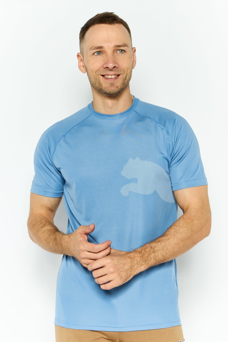 PUMA تي شيرت تدريب قصير الأكمام للرجال، أزرق - Image 1