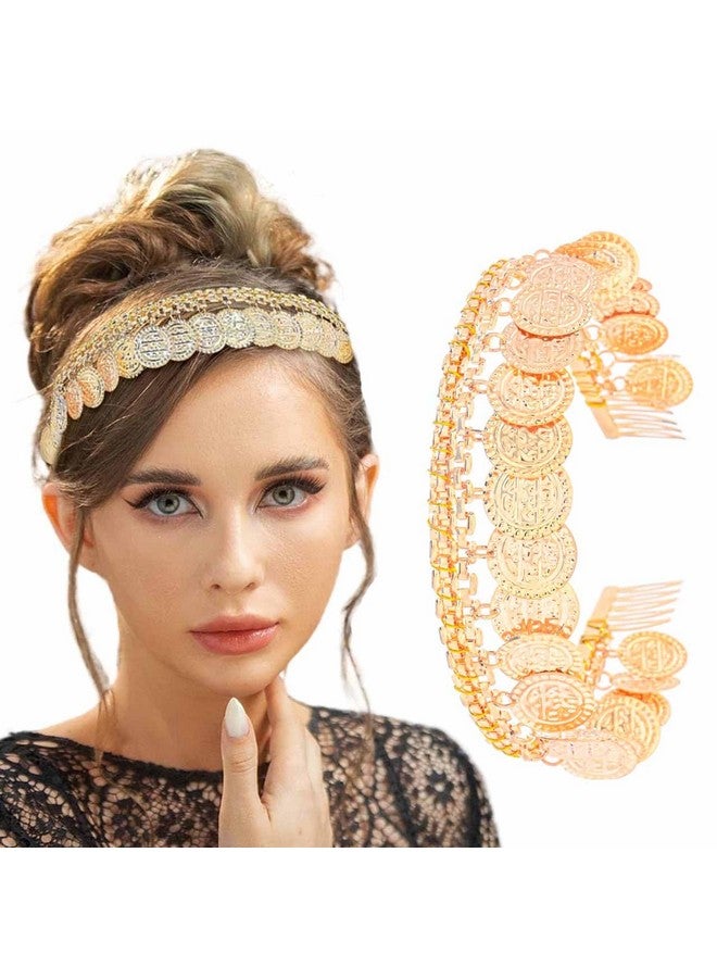 Fstrend Coin Tassel Headbands Gold Hairband Vintage Headwear Headpieces for Women - Image 1