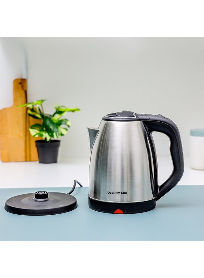 Olsenmark Electric Kettle with Large Capacity, 360-Degree Rotating Base, Dry Boil, Overheat Protection & Easy to Use and Clean Silver/Black 1.8 L 1500 W OMK2356 Silver/Black - Image 2