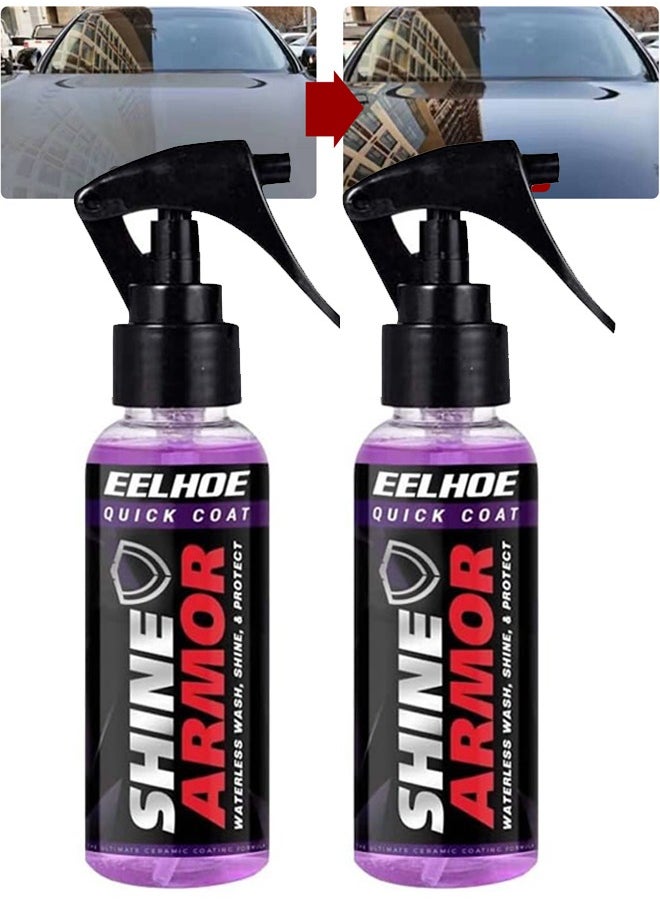EELHOE 2Pcs Ceramic Coating Spray Car Wax Polish Spray Automotive Nano coating Agent Car Spray Coating Waterless Car Wash Wax & Polish Hydrophobic Paint Sealant Detail Protection and Shine (100ML)  - Image 1