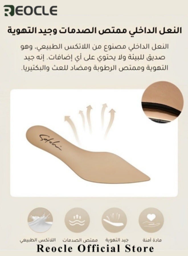 ريوكل صنادل نسائية بكعب سميك، صنادل ذات نعل سميك، صنادل ذات كعب عالٍ، صنادل ذات مقدمة مفتوحة، صنادل من البولي يوريثان مع دعم قوس، صنادل مريحة للمشي  - Image 2