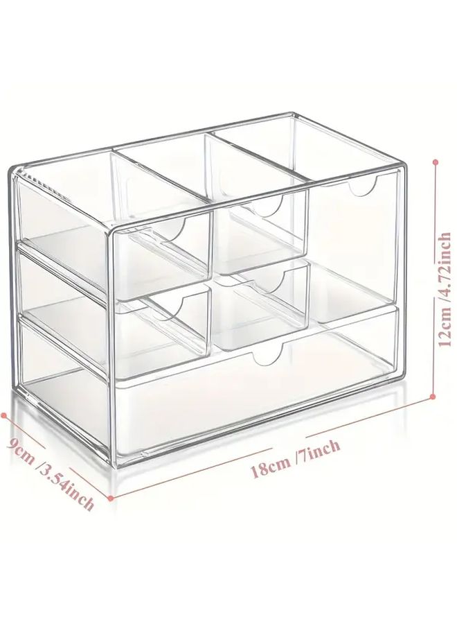 Transparent Plastic 6 Drawer Acrylic Organizer For Cosmetics Desk Storage - Image 2