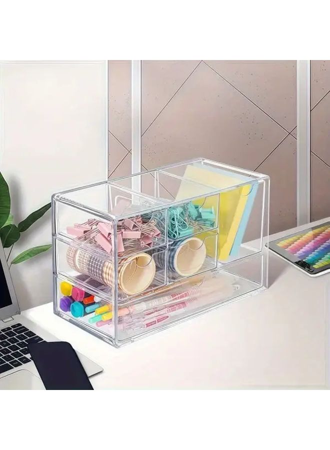 Transparent Plastic 6 Drawer Acrylic Organizer For Cosmetics Desk Storage - Image 3