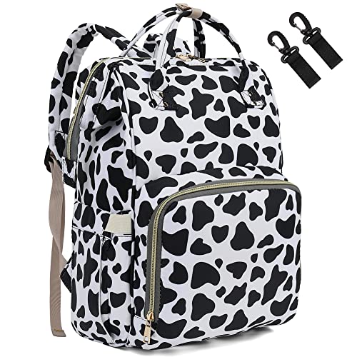 Yusudan Cow Print Diaper Bag Backpack for Baby Girls Boys, Waterproof Large Nappy Bags for Mom with Stroller Straps - Image 1