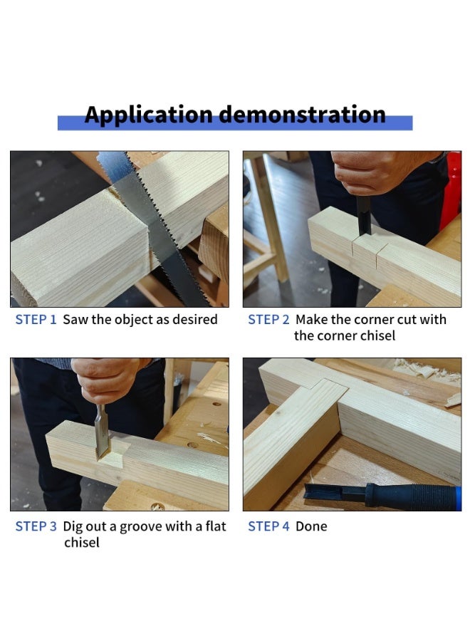 Corner Chisel, Square Mortise Chisel, 90°precision cut, Hinge Recess Corner Wood Chisel Squaring Tool for Cutting Square Mortise, Door Installation, Wood Carving, Framing - Image 5