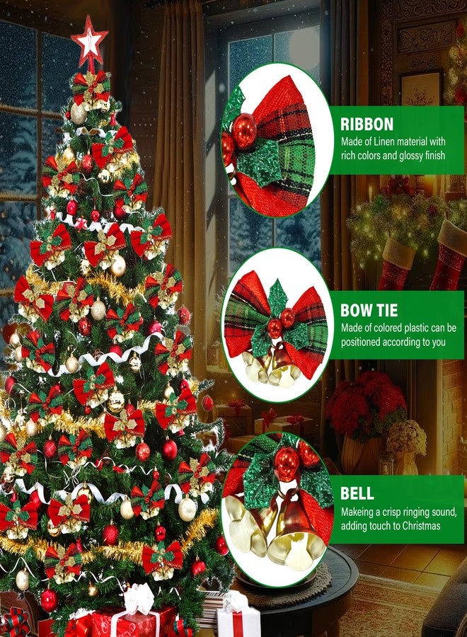 Vynora Christmas Bows with Bells, Mini Ornaments for Wreaths, Christmas Bow for Wreaths, Ornament DIY Craft for Tree, Hanging Decor Gift Decorations, 40 PCS - Image 3