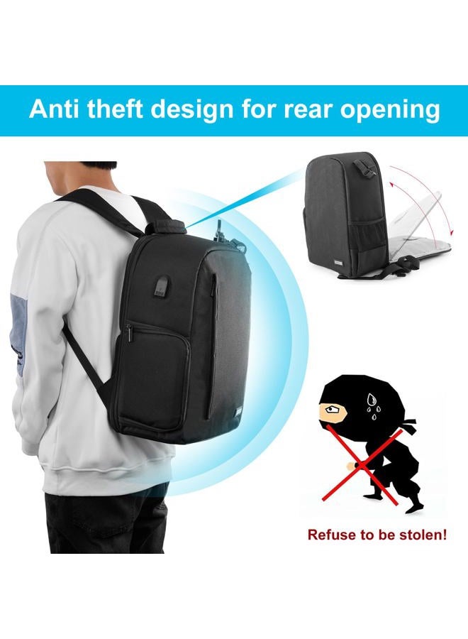 Caden Camera Backpack Bag for DSLR/SLR Mirrorless Camera Waterproof with 15.6 inch Laptop Compartment, USB Charging Port, Tripod Holder, Rain Cover, Camera Case Compatible for Sony Canon Nikon Black L - Image 2