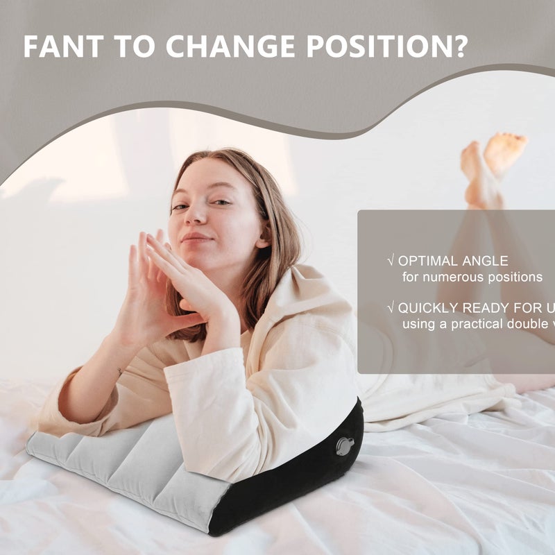 Prosixtoy Portable Wedge Pillow Inflatable Cushion - Body Positioners Lightweight Wedge Pillow for Sleeping, Leg Elevation, Use in Bed, Travel, Camping, Fast Inflating Deflation (Grey) - Image 2