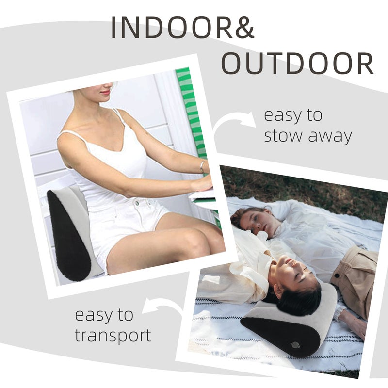 Prosixtoy Portable Wedge Pillow Inflatable Cushion - Body Positioners Lightweight Wedge Pillow for Sleeping, Leg Elevation, Use in Bed, Travel, Camping, Fast Inflating Deflation (Grey) - Image 3