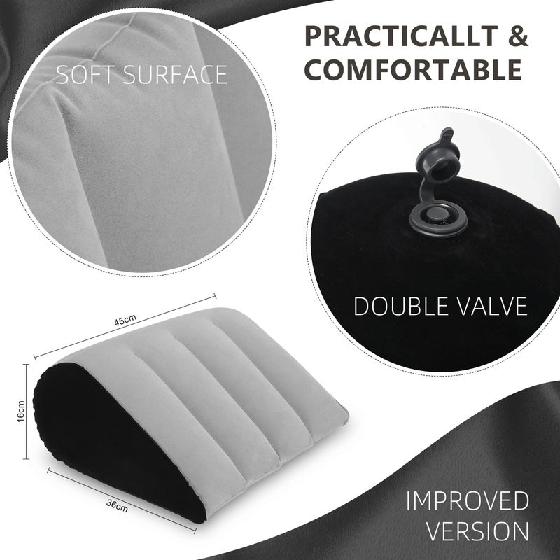 Prosixtoy Portable Wedge Pillow Inflatable Cushion - Body Positioners Lightweight Wedge Pillow for Sleeping, Leg Elevation, Use in Bed, Travel, Camping, Fast Inflating Deflation (Grey) - Image 4
