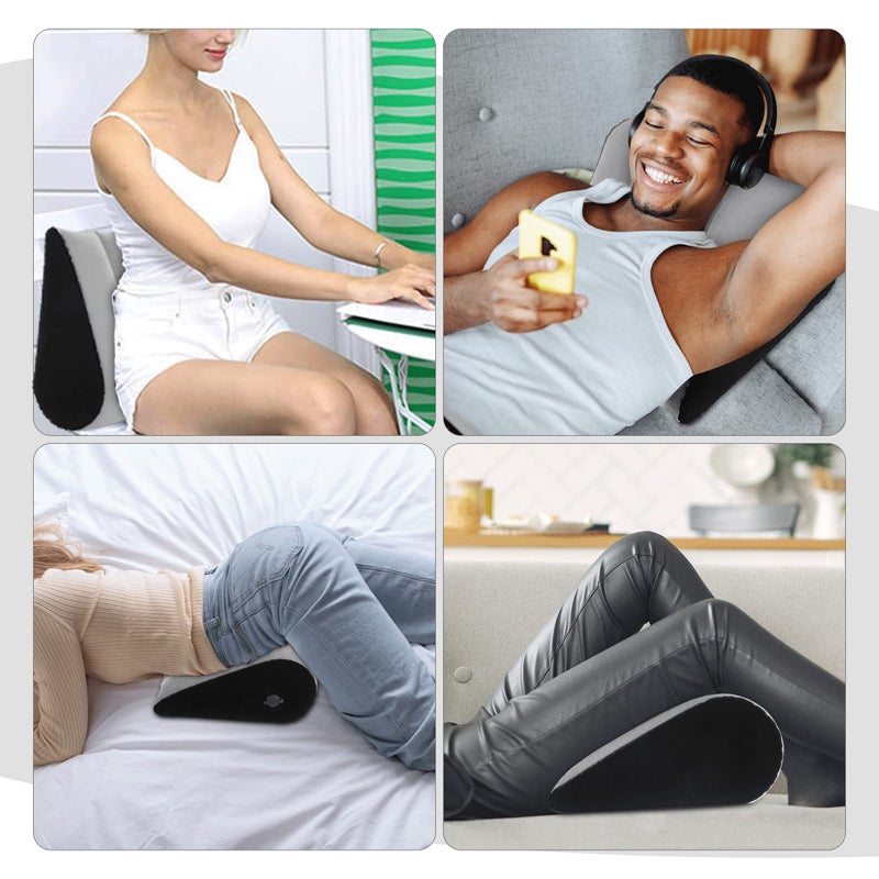 Prosixtoy Portable Wedge Pillow Inflatable Cushion - Body Positioners Lightweight Wedge Pillow for Sleeping, Leg Elevation, Use in Bed, Travel, Camping, Fast Inflating Deflation (Grey) - Image 5