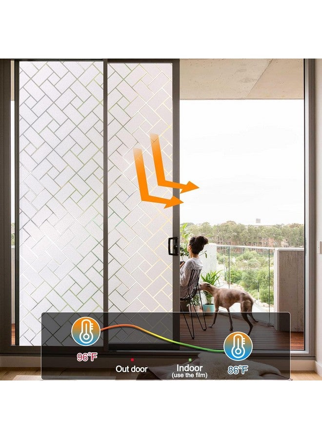 WISDOM StaticCling Frosted Glass Window Film, Bathroom Window Clings Removable Sun Blocking Vinyl Window Stickers for Door Home Office, Non Adhesive (24 by 120inches, Rectangle Frosted) - Image 5