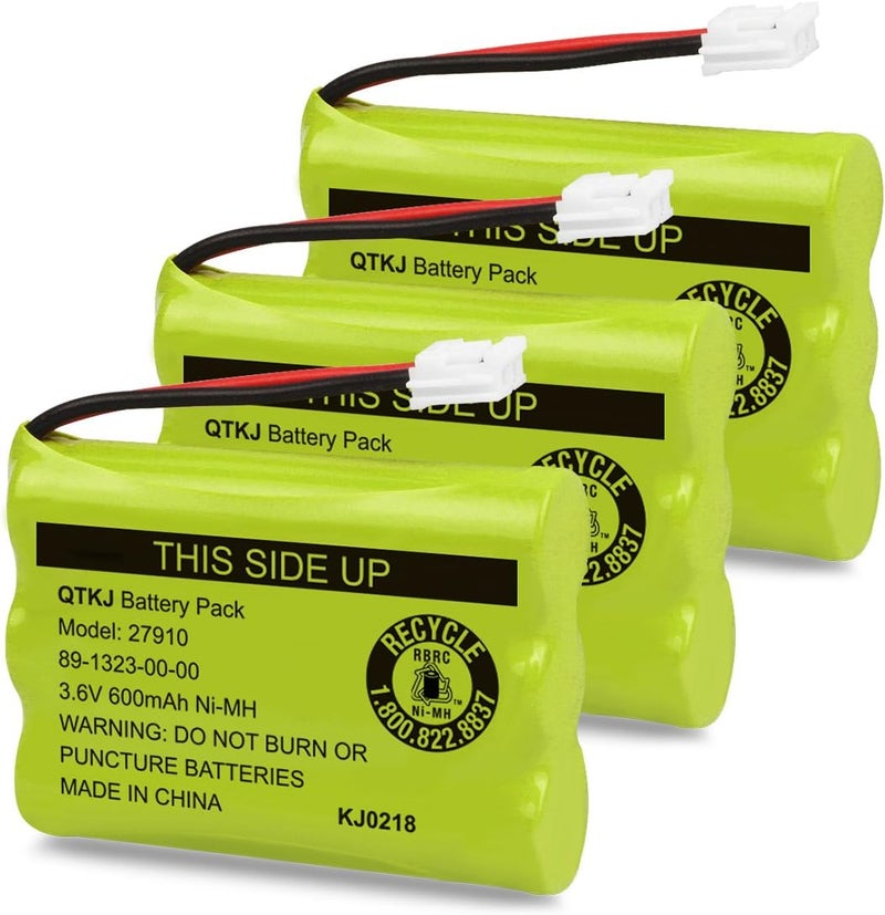 QTKJ Cordless Phone Battery for Motorola SD-7501 MD7161 AT&T 27910 89-1323-00-00 E1112 E2801 TL72108 Vtech I6725 RadioShack 23-959 (3-Pack) - Image 1
