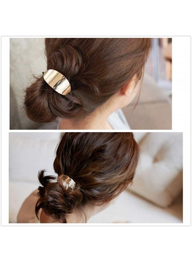 Jinyu 8 Pcs Metal Leaf Hair Rope Hairband Ponytail Holder Hair Ring Crystal Elastic Rubber Band Hair Tie Hair Headdress Hair Accessories -2 Styles Gold and Silver - Image 2