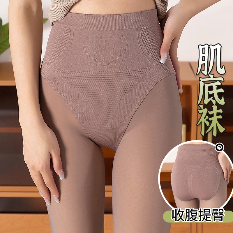 Jiao chan genuine goods light leg artifact water light socks autumn and winter warm fleece-lined do not drop base socks slim natural 858 - Image 3